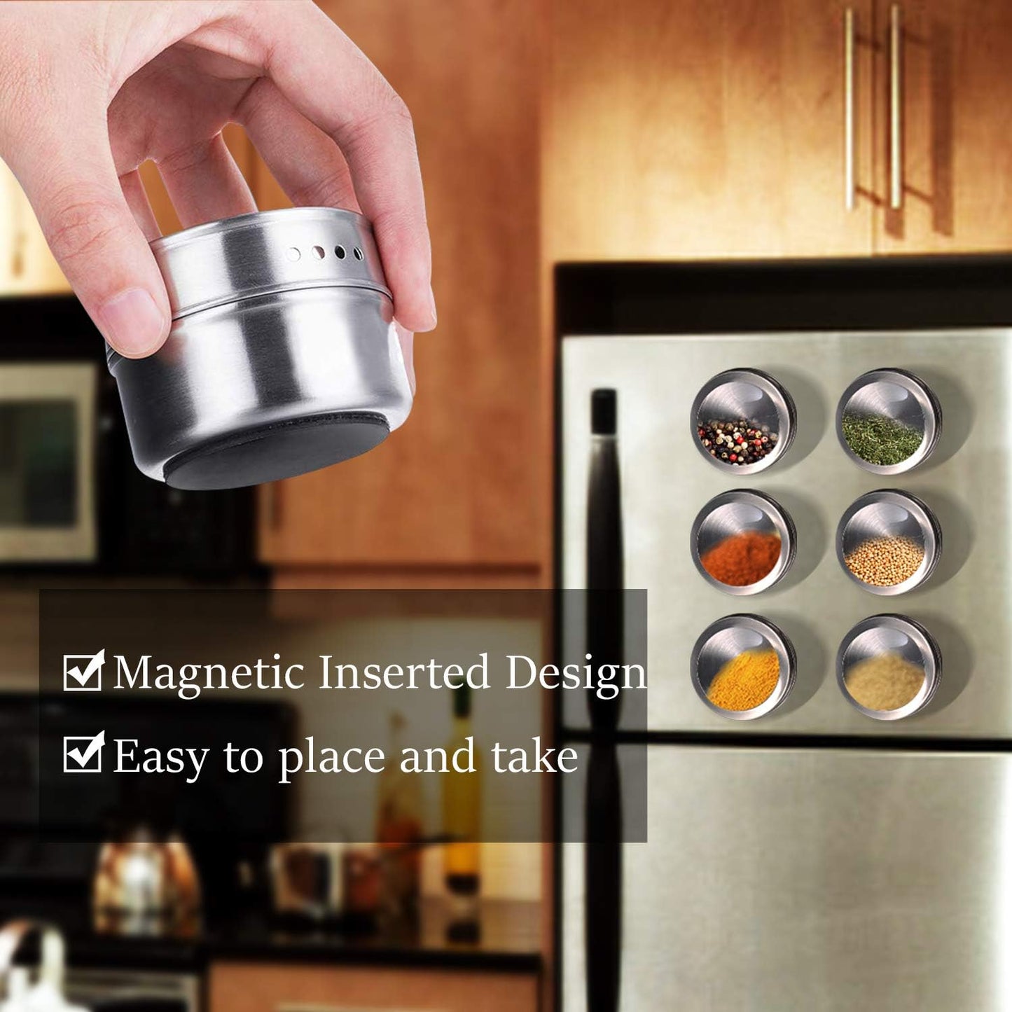 🔥🧂Stainless Steel Magnetic Spice Jars Set