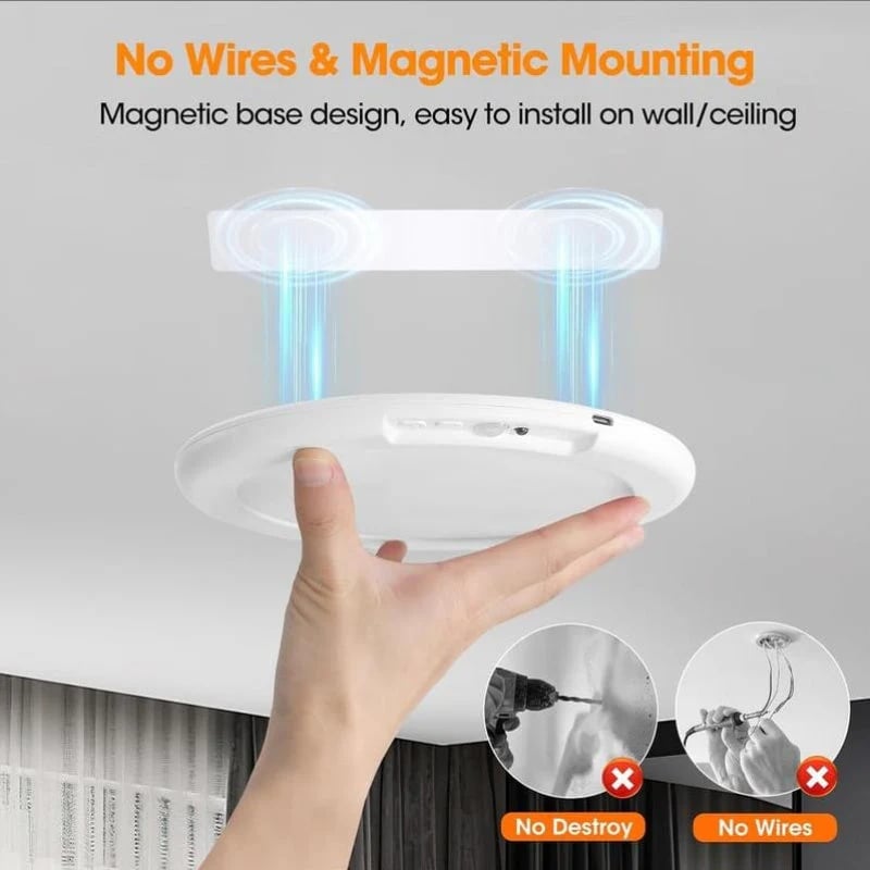 💡Rechargeable Motion Sensor Ceiling Light with Remote - Magnetic Wireless Ceiling Light Battery Powered