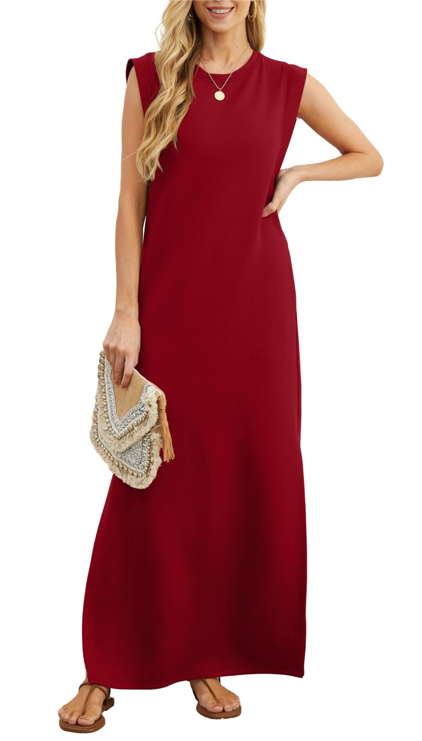 Women's Casual Loose Split Wrinkle Free Maxi Dress