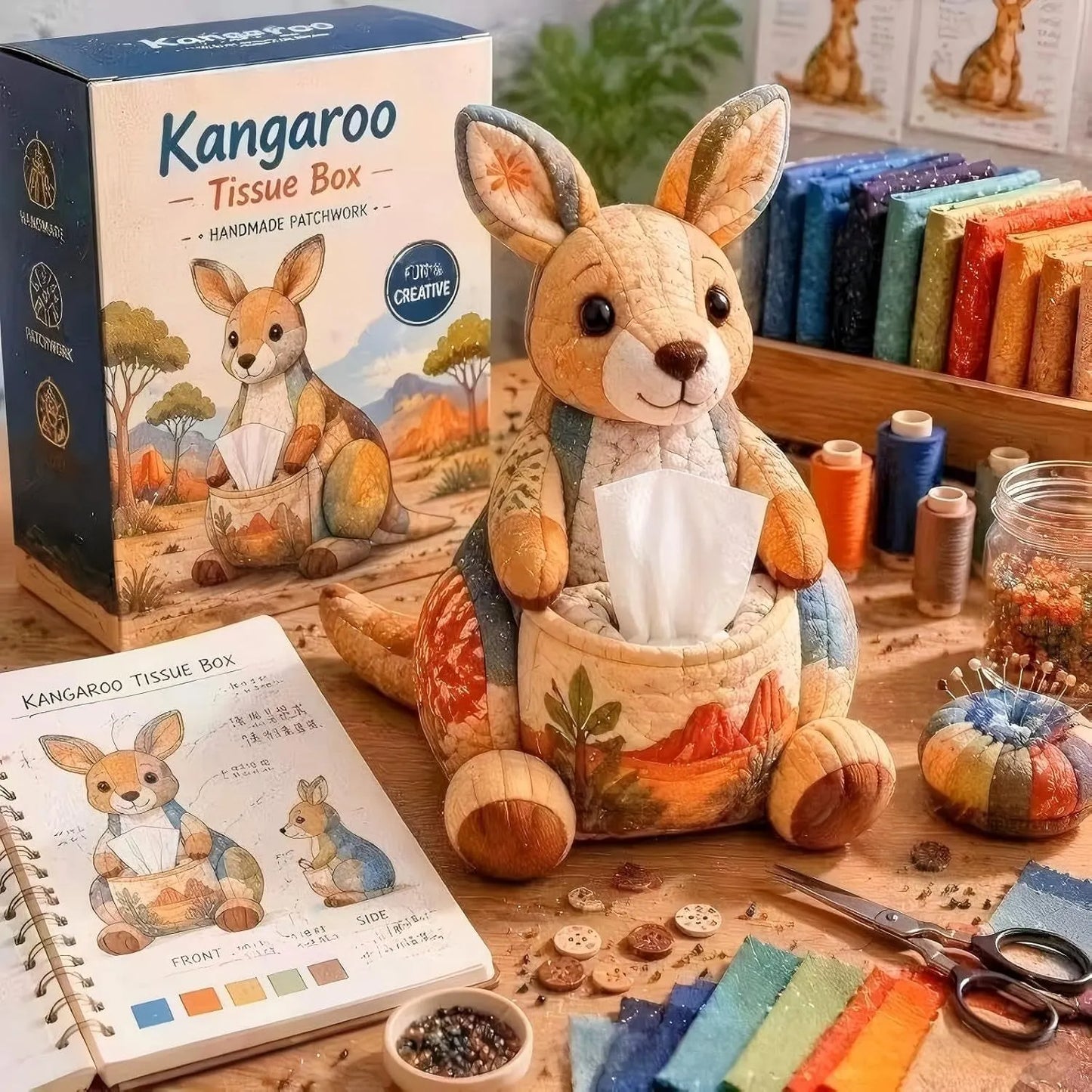 ⚡New Arrival🧵DIY Animal-Themed Patchwork-Style Tissue Box Kit