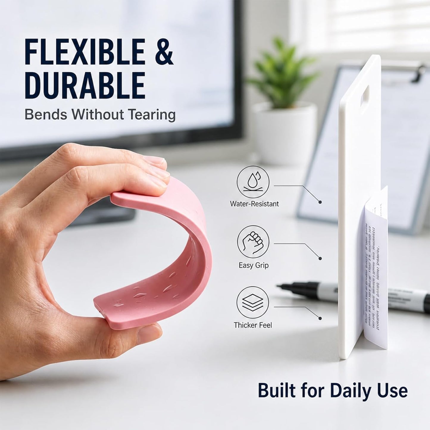 🩺Erasable Badge Note | Dual-Side Writable, Fade-Proof & No Blur (🖊Write. Wipe. Repeat.) 🎁Free Badge Clip Included📋