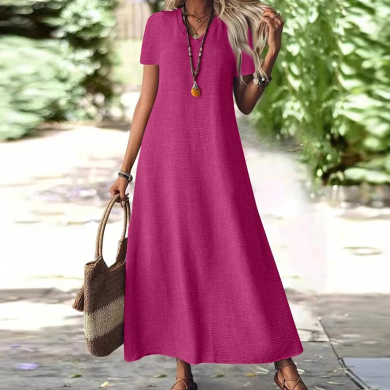 ⌛Limited-Time Offer-Women's Short Sleeve V-Neck Maxi Dress