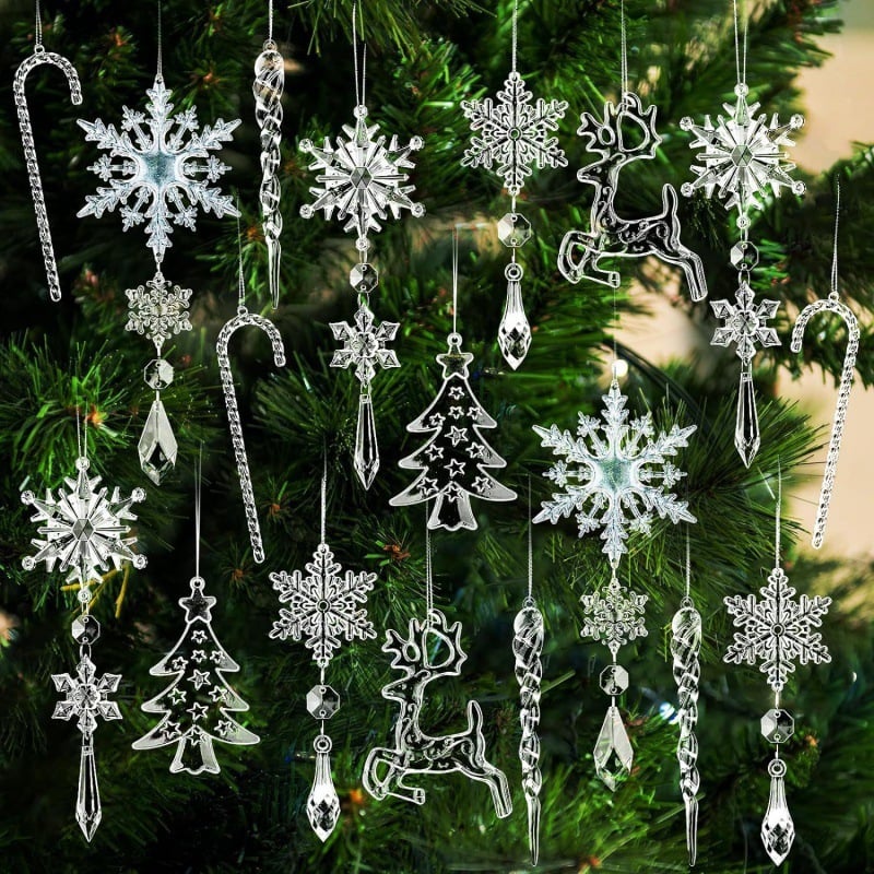 18pcs Crystal Christmas Ornaments for Christmas Tree Decorations
