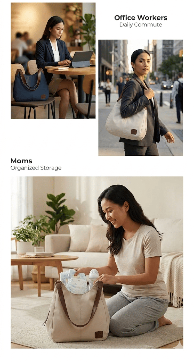 Daily Carry Bag for Women with Three Compartments