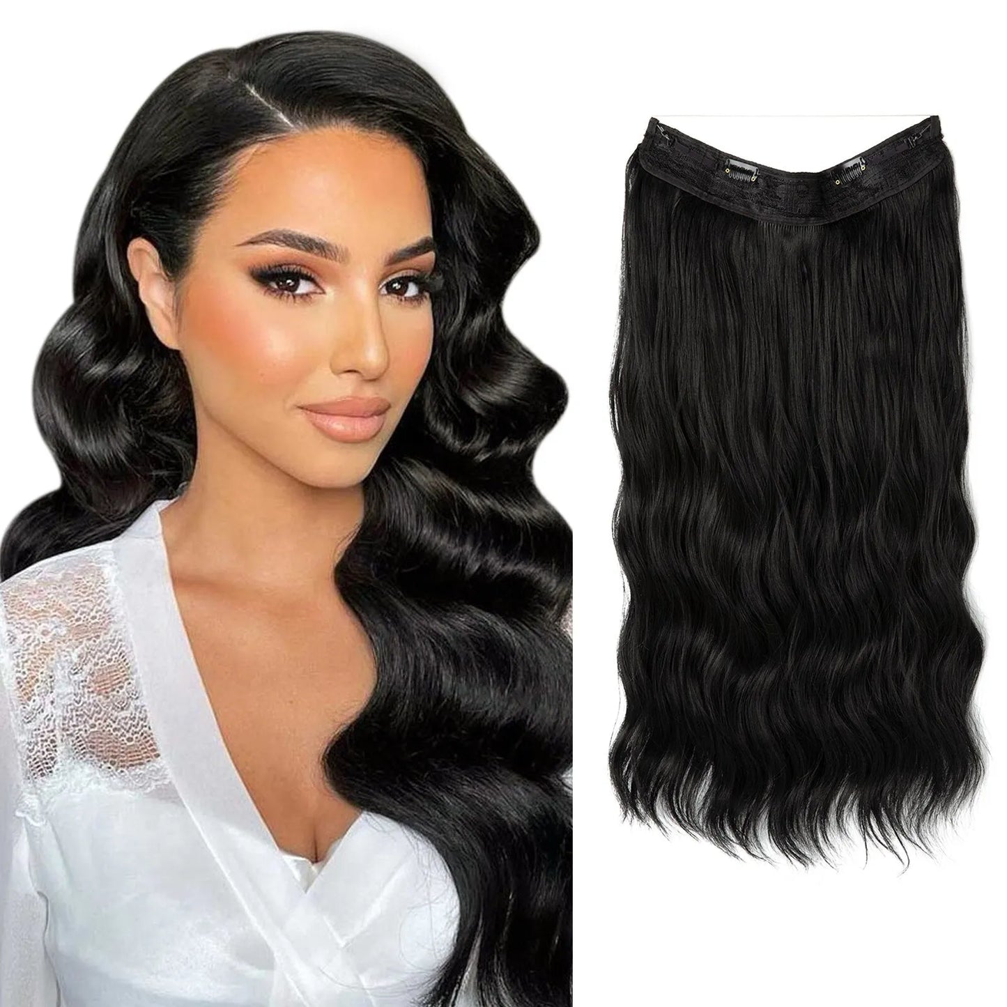👸One-piece invisible wire hair extensions