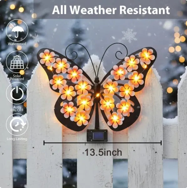 🦋☀️ New Arrival: Outdoor Metal Butterfly Solar Wall Decor ✨