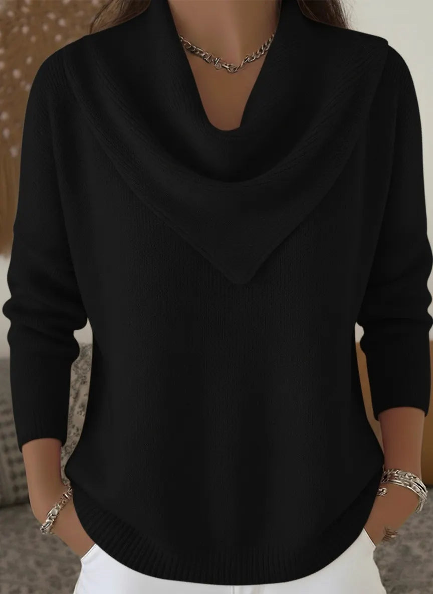 🧥Triangle Neck Solid Color Long Sleeve Tops Casual Sweaters for Women
