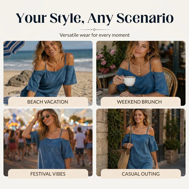 Women's Off-Shoulder Strap Fringe Dress