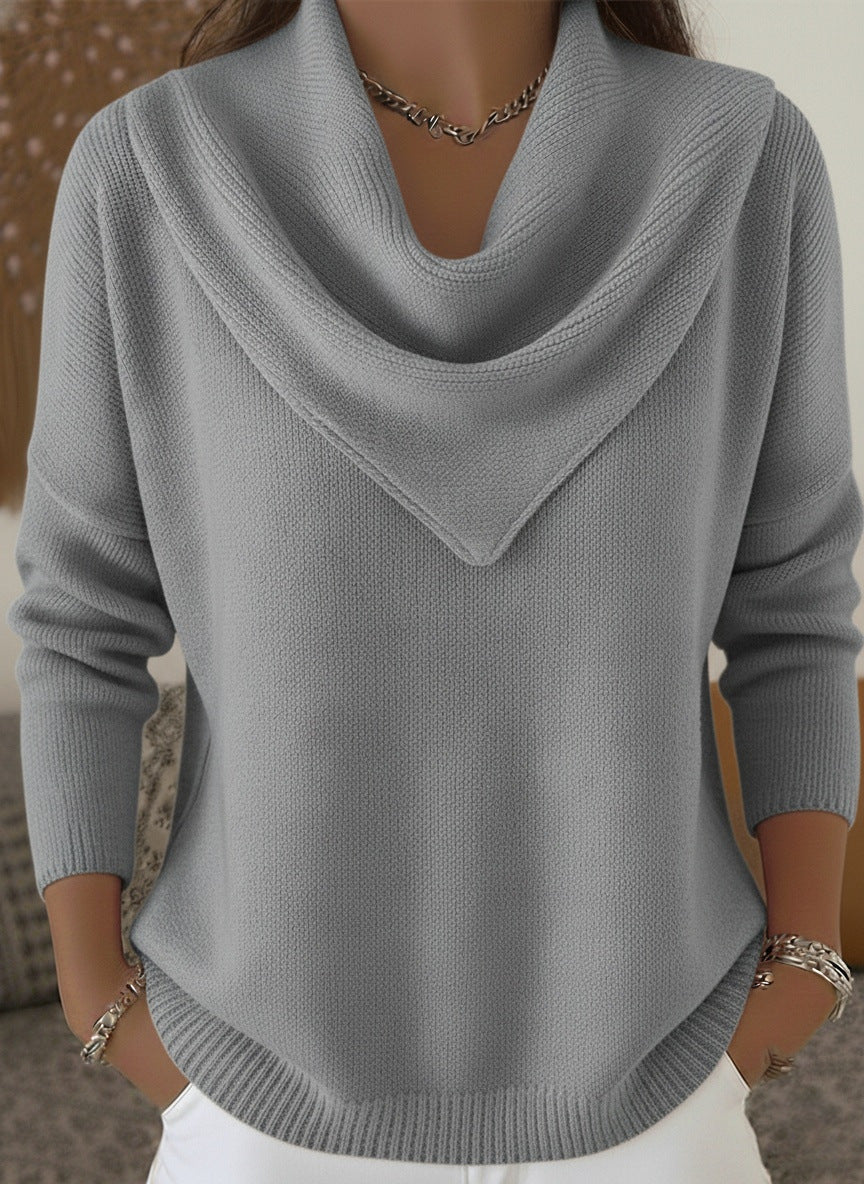 🧥Triangle Neck Solid Color Long Sleeve Tops Casual Sweaters for Women