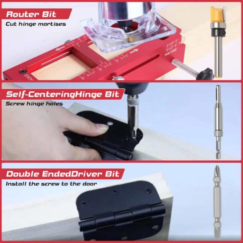 Adjustable Door Hinge Mortise Jig Kit