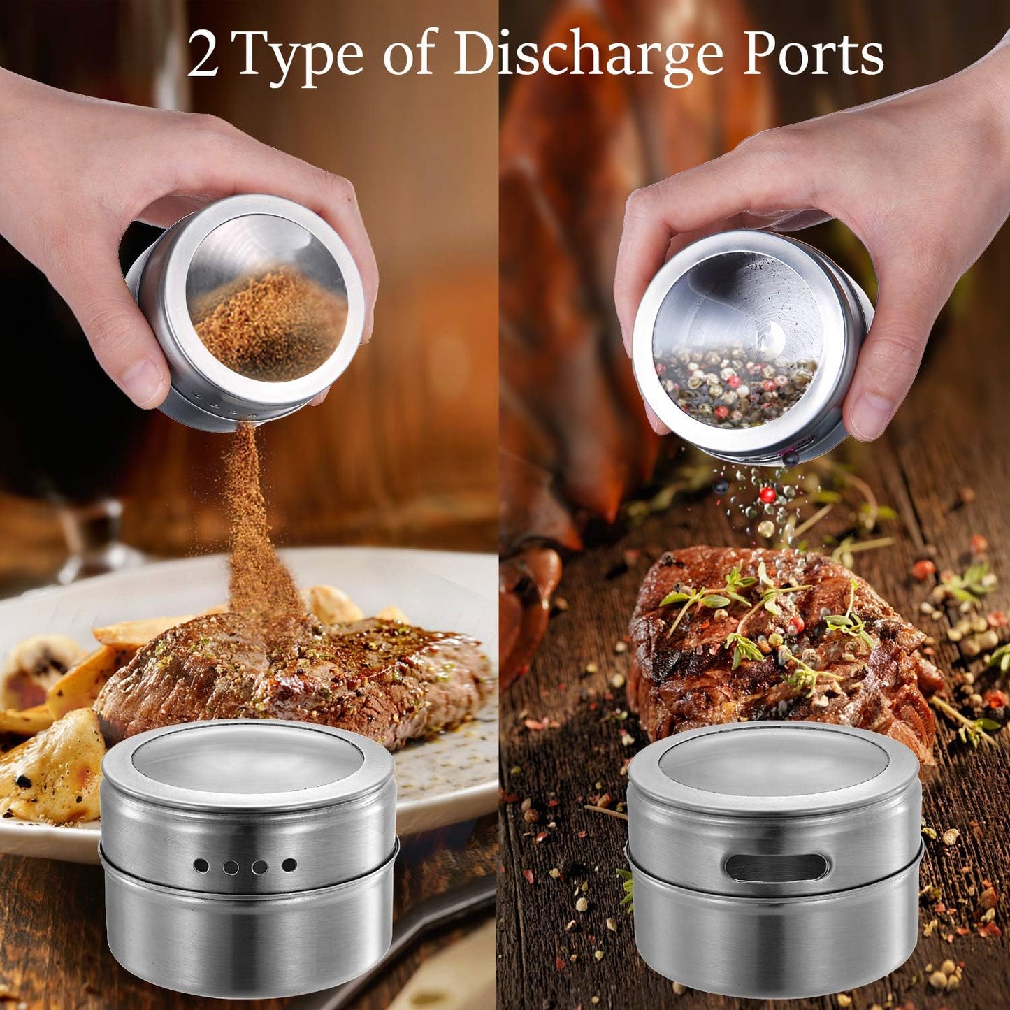 🔥🧂Stainless Steel Magnetic Spice Jars Set