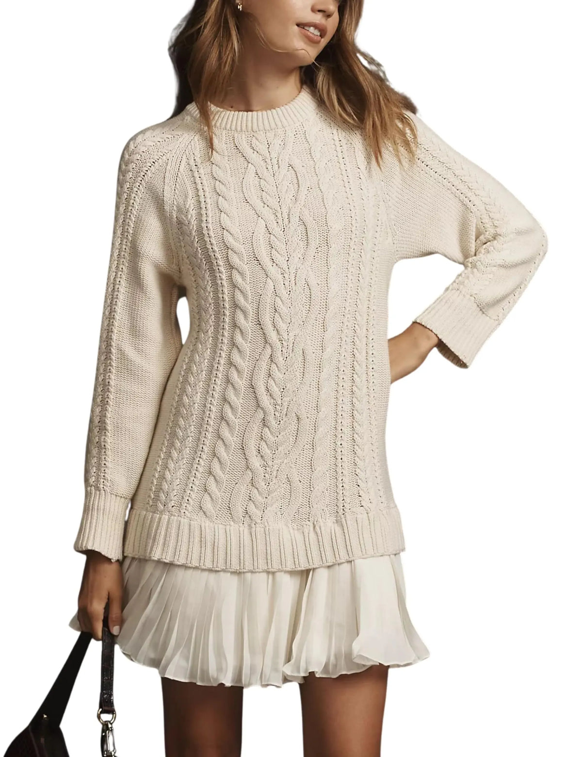 🔥 2026 Hot Sale 🔥🎁🧥Women's Round Neck Cable Knit Sweater Mini Skirt