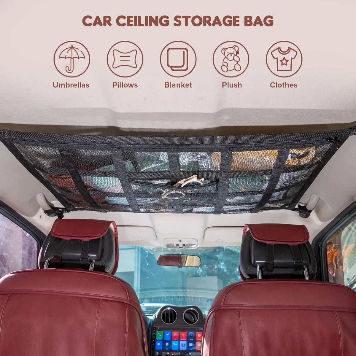🔥✨HOT SALE -2026 Upgrade Car Ceiling Cargo Net Pocket
