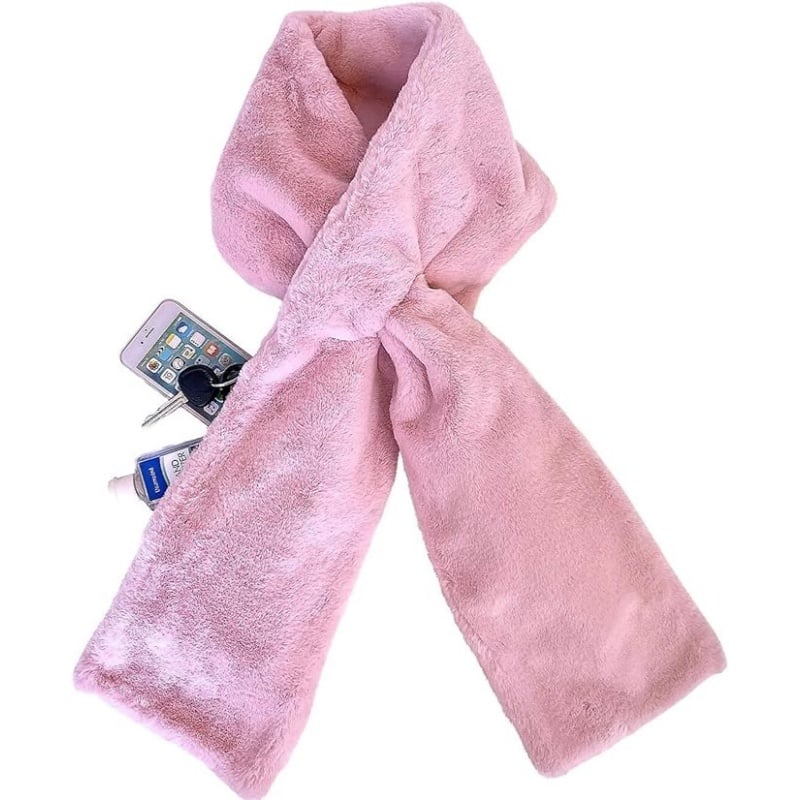 ⚡25K+ SOLD!🔥Ultra-Soft Faux Fur Pull-Through Scarf with Secret Zipper Pocket