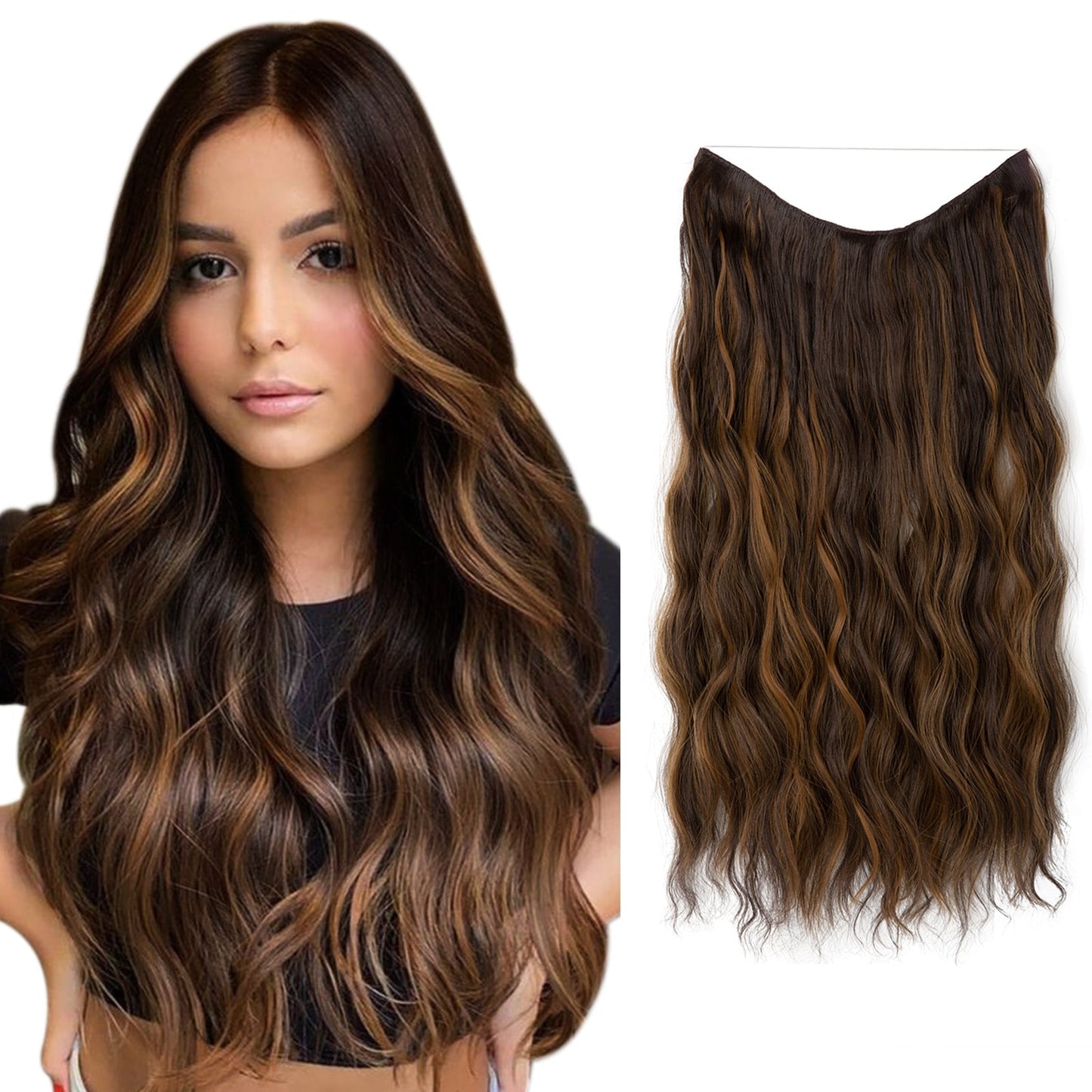 👸One-piece invisible wire hair extensions