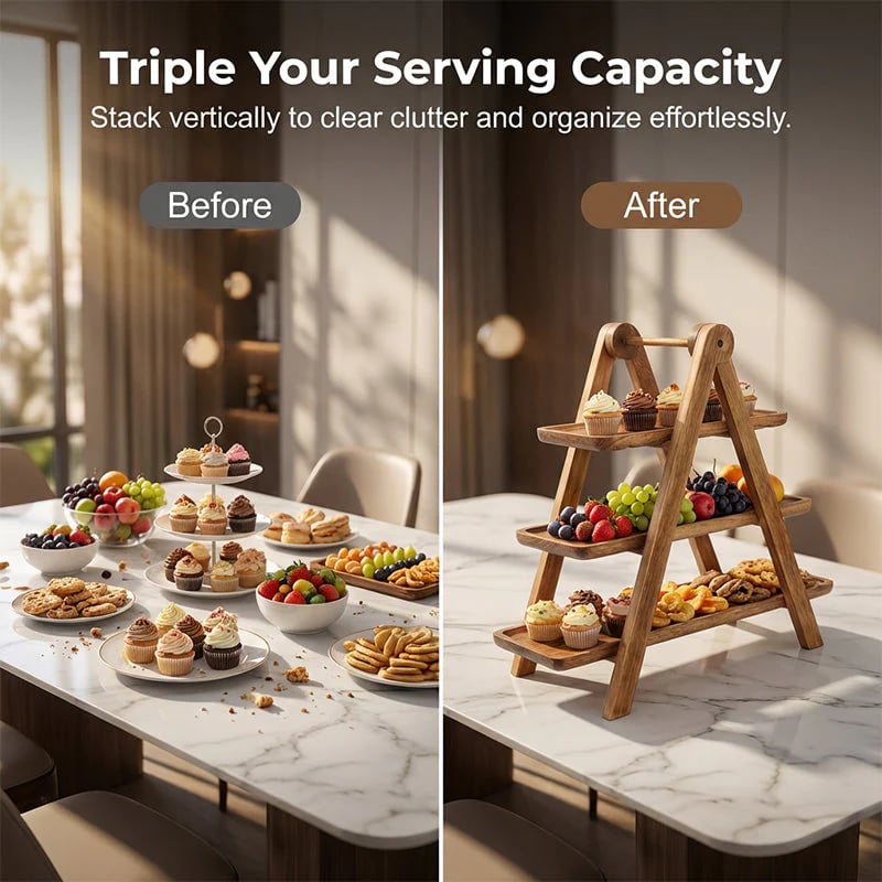 ⏰3-Tier Wooden Serving Tray