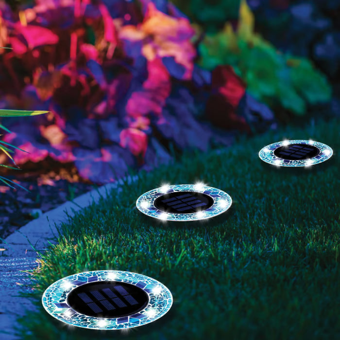 🌅 Spring Best-Seller:4 Pack Solar Outdoor Mosaic Disk Lights✨