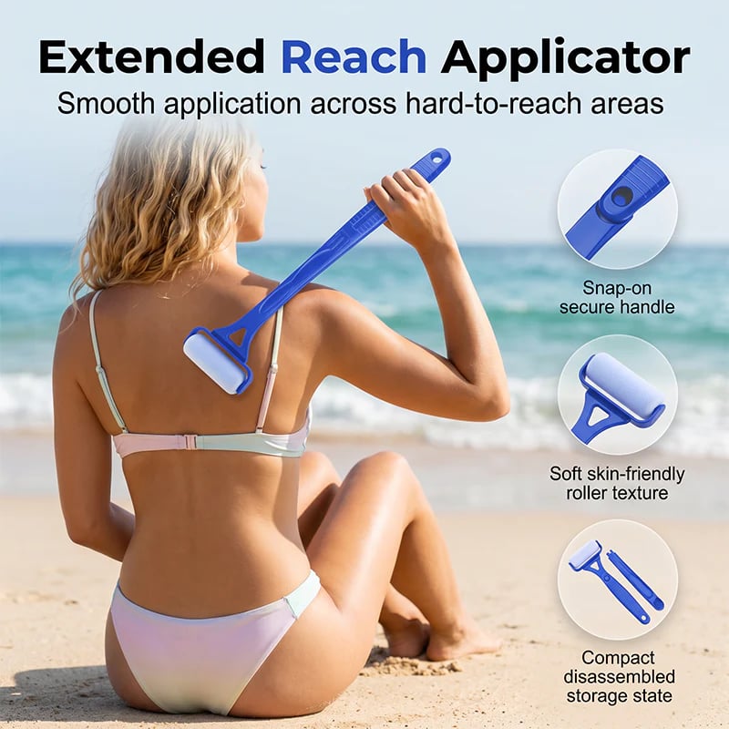 🥳2026 HOT SALE🥳💞50K+ SOLD!🧴✨Long Reach Back Applicator Roller – Smooth glide, curved ergonomic handle. Apply lotion & sunscreen to every spot – no twisting, no stretching! 🌀💪