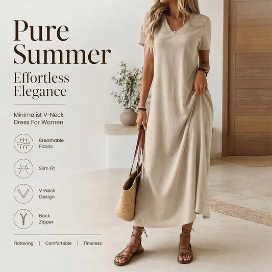 ⌛Limited-Time Offer-Women's Short Sleeve V-Neck Maxi Dress