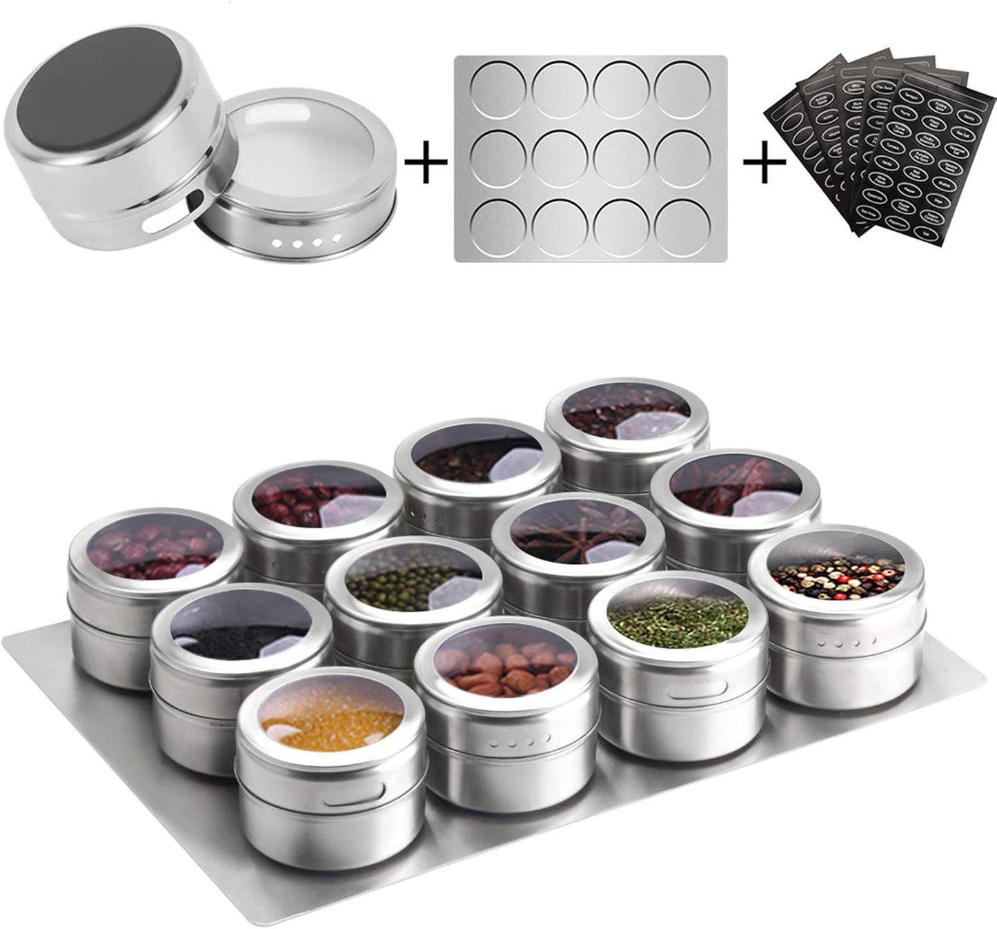 🔥🧂Stainless Steel Magnetic Spice Jars Set
