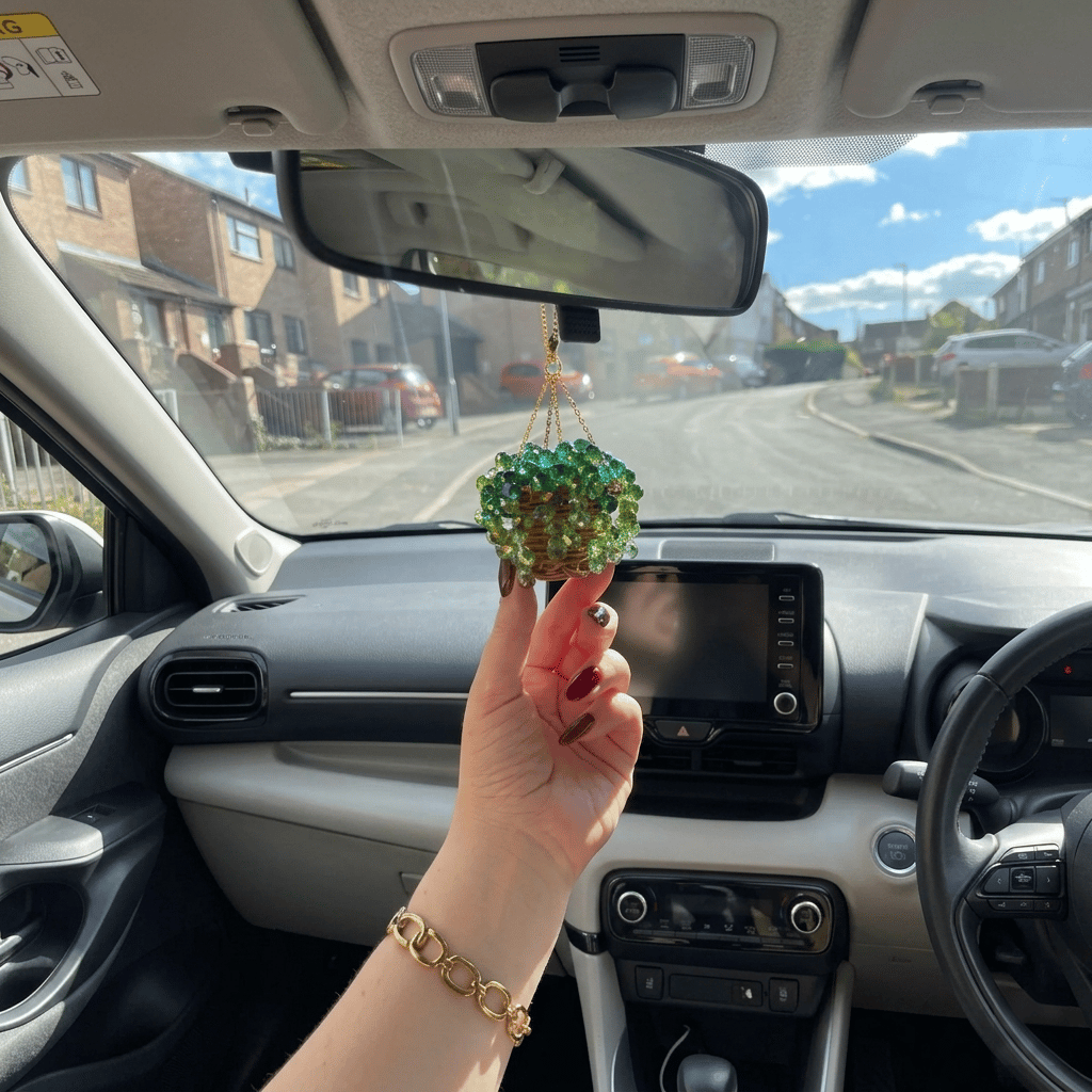 Sun-Kissed Beaded Succulent Car Charm