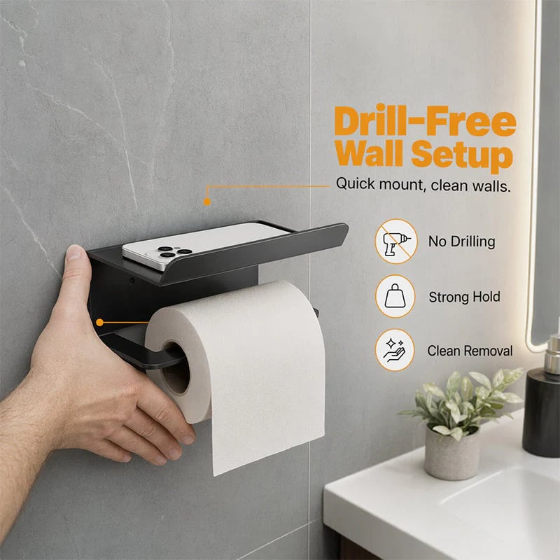 ⌛Limited-Time Offer-No Drill Carbon Steel Toilet Paper Holder