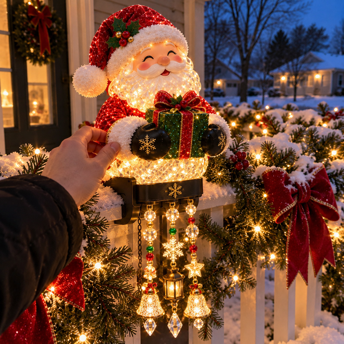 🎄 Christmas Porch Railing Lights – 4 Festive Character Designs