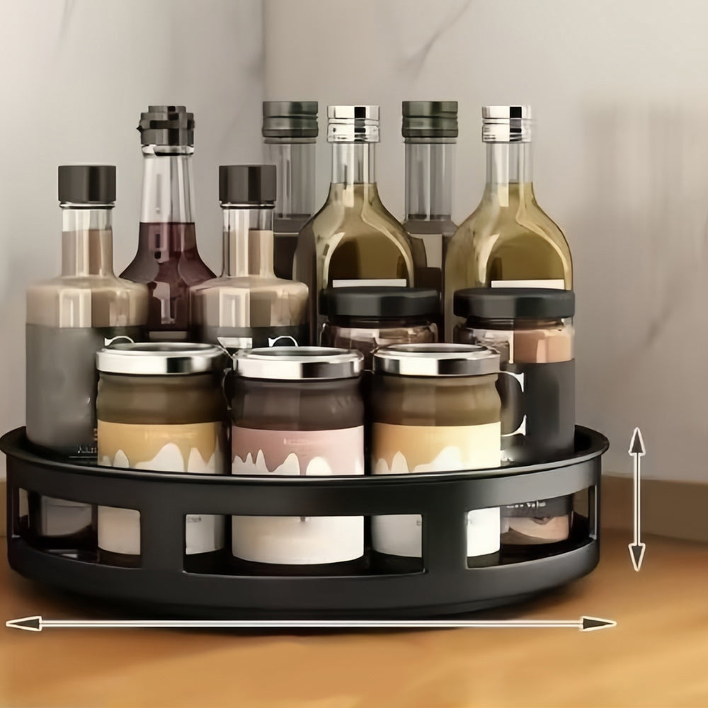 The 360° rotating storage rack can be used in any scene