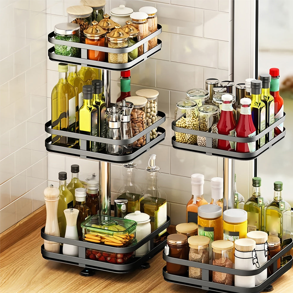 The 360° rotating storage rack can be used in any scene