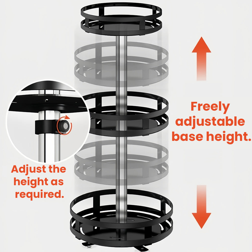 The 360° rotating storage rack can be used in any scene