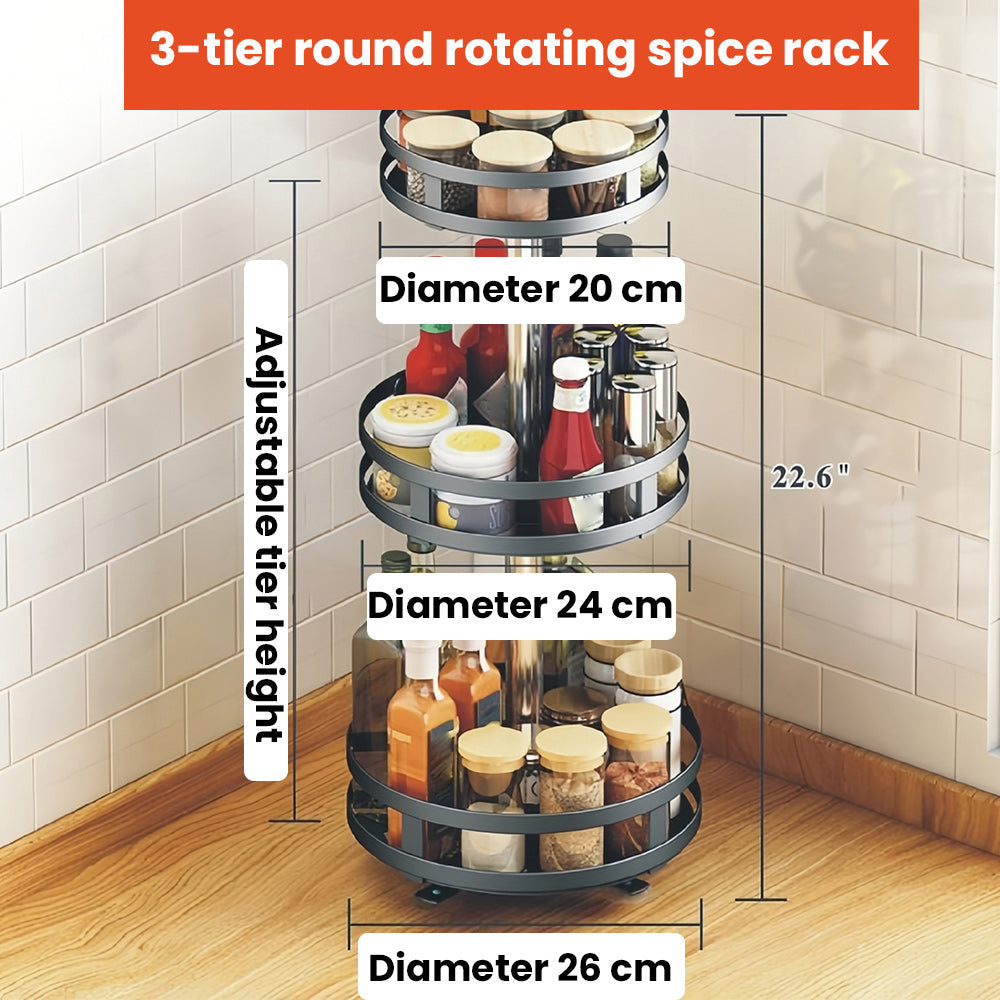 The 360° rotating storage rack can be used in any scene
