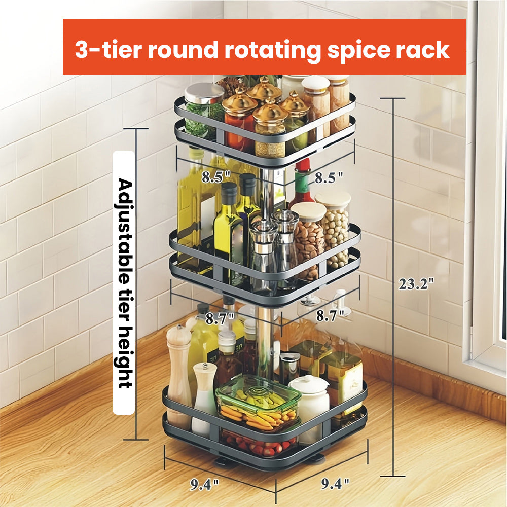 The 360° rotating storage rack can be used in any scene