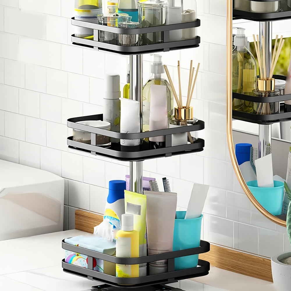 The 360° rotating storage rack can be used in any scene