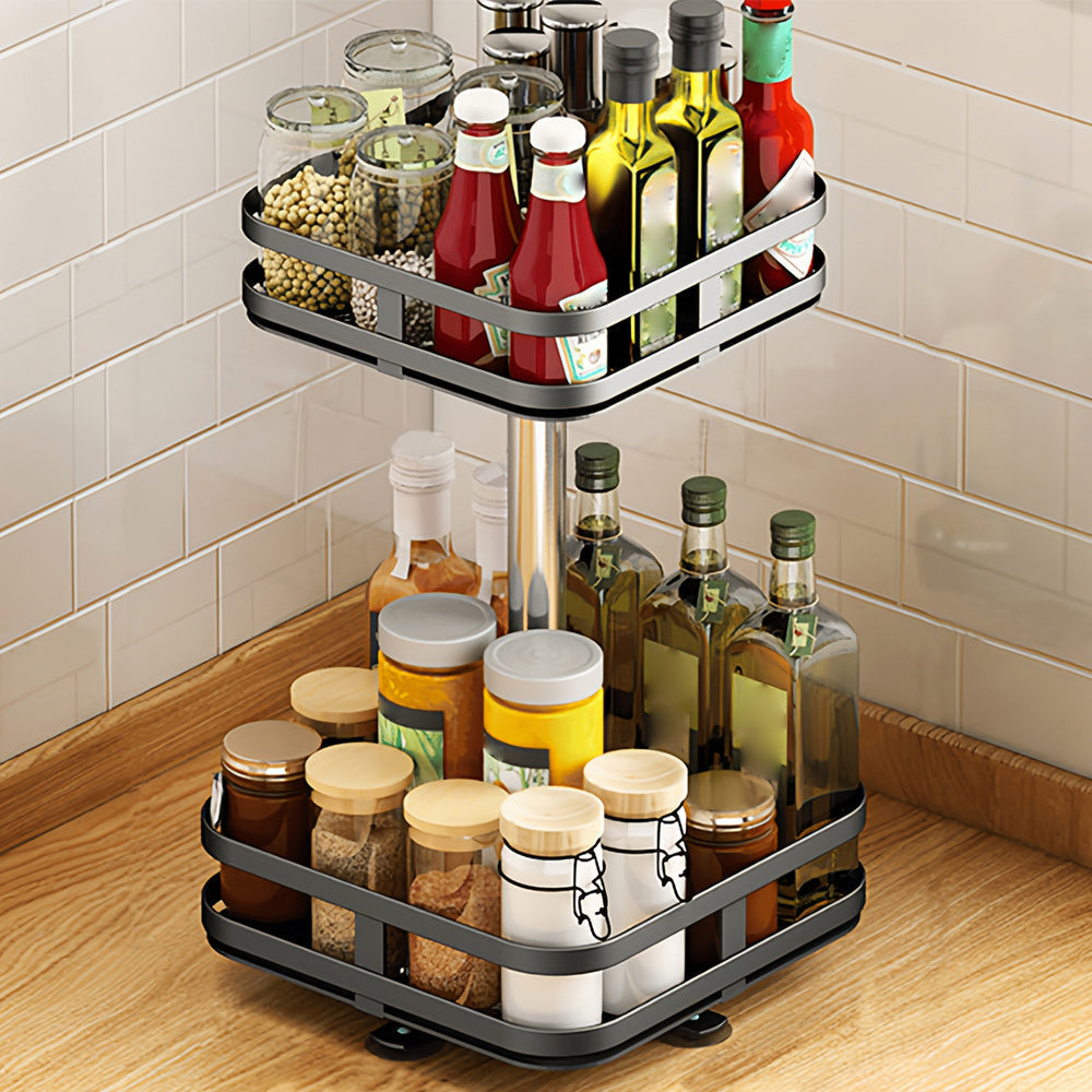The 360° rotating storage rack can be used in any scene