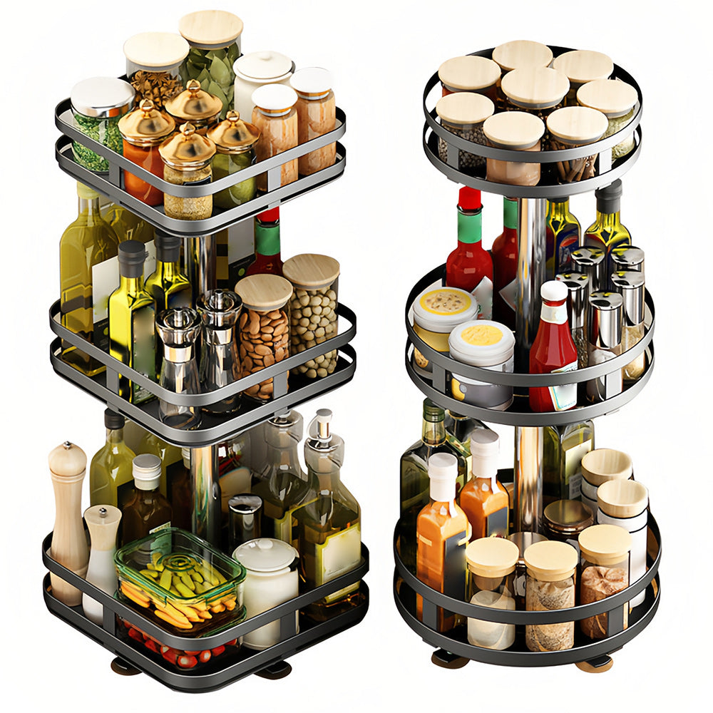 The 360° rotating storage rack can be used in any scene