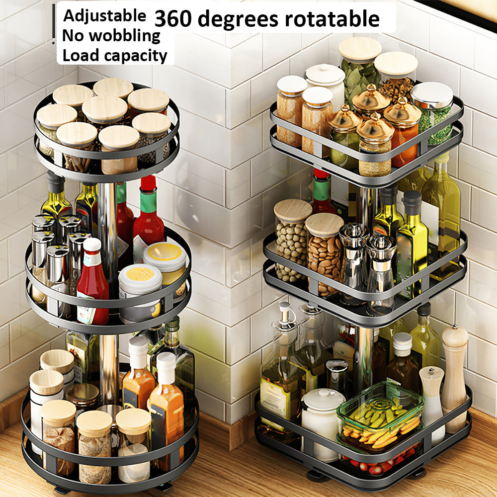 The 360° rotating storage rack can be used in any scene