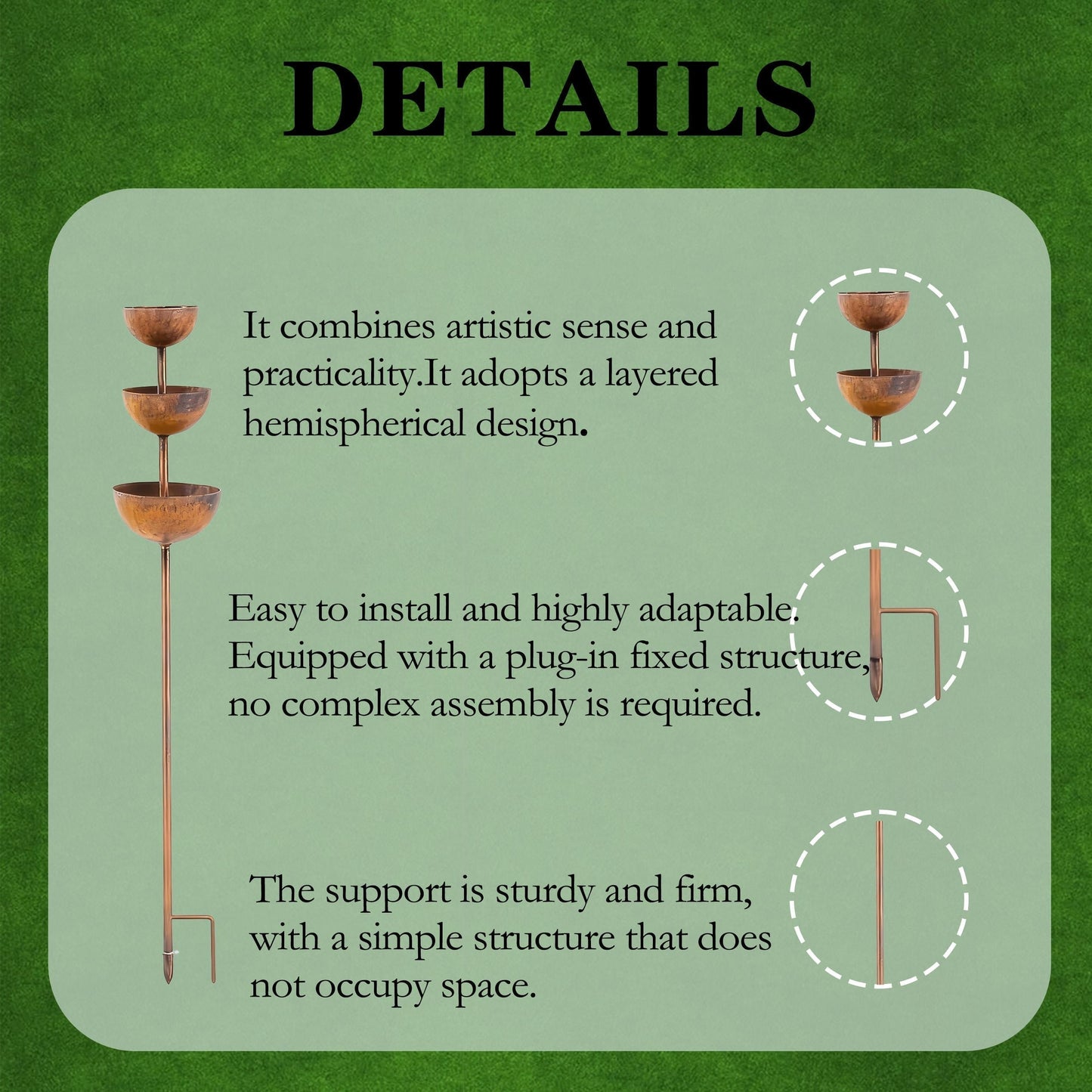🌧️ Rainwater collector – plant support🐦 Metal garden ornament