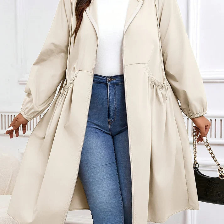 🧥Casual Plus Size Drawstring Zip-Up Long Sleeve Hooded Coat