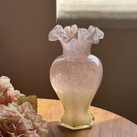 Pink vintage glass vase