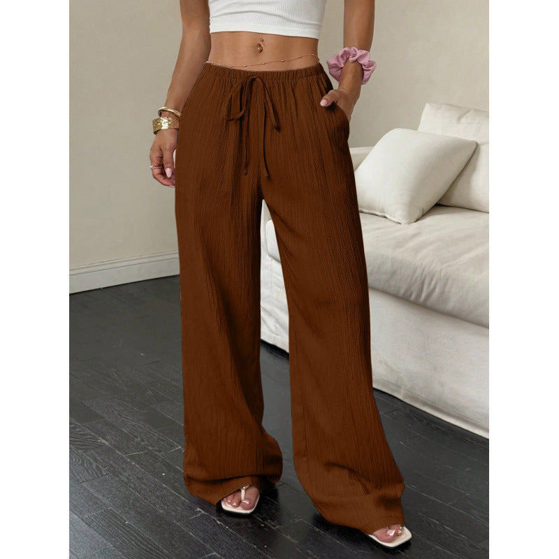 👍✨ Lightweight Linen Pants Solid Color Drawstring Casual Pants -🥰Breathable & Skin-Friendly