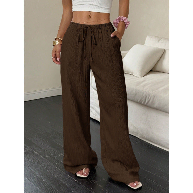 👍✨ Lightweight Linen Pants Solid Color Drawstring Casual Pants -🥰Breathable & Skin-Friendly