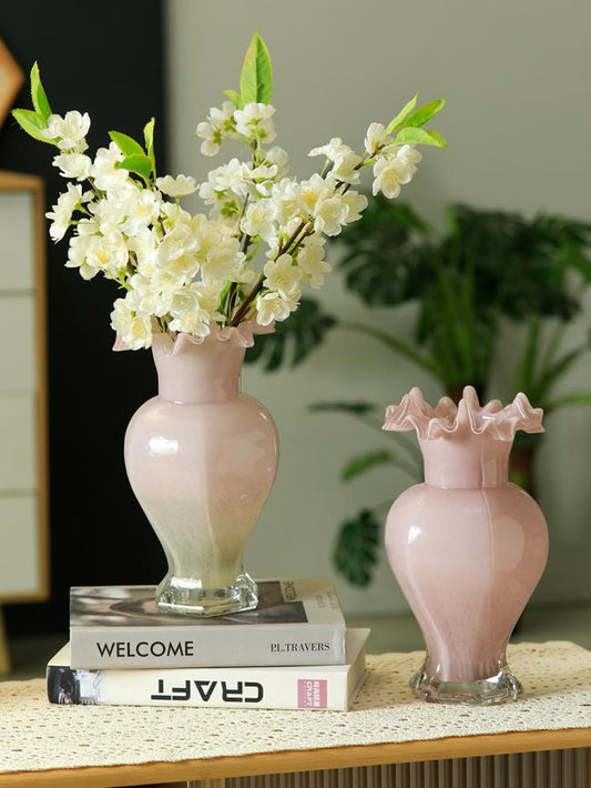 Pink vintage glass vase