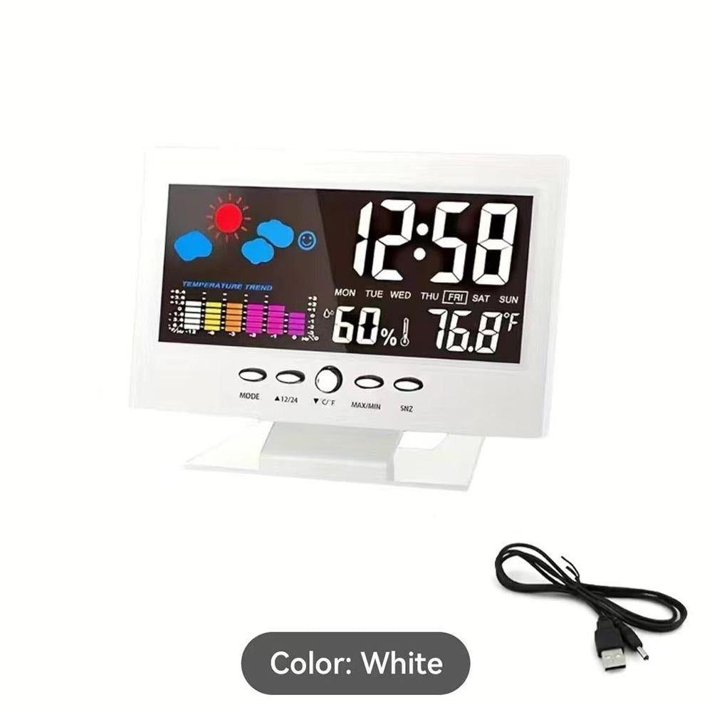 🌡️ ✨ Digital LED Weather Station - Temperature & Humidity Monitor with Forecast Display & Table Alarm Clock 📊⏰