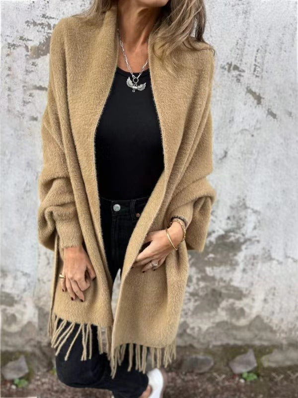 🔥Women's Long Sleeve Casual Tassel Shawl Coat