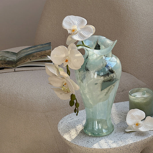 Clear blue glass vase