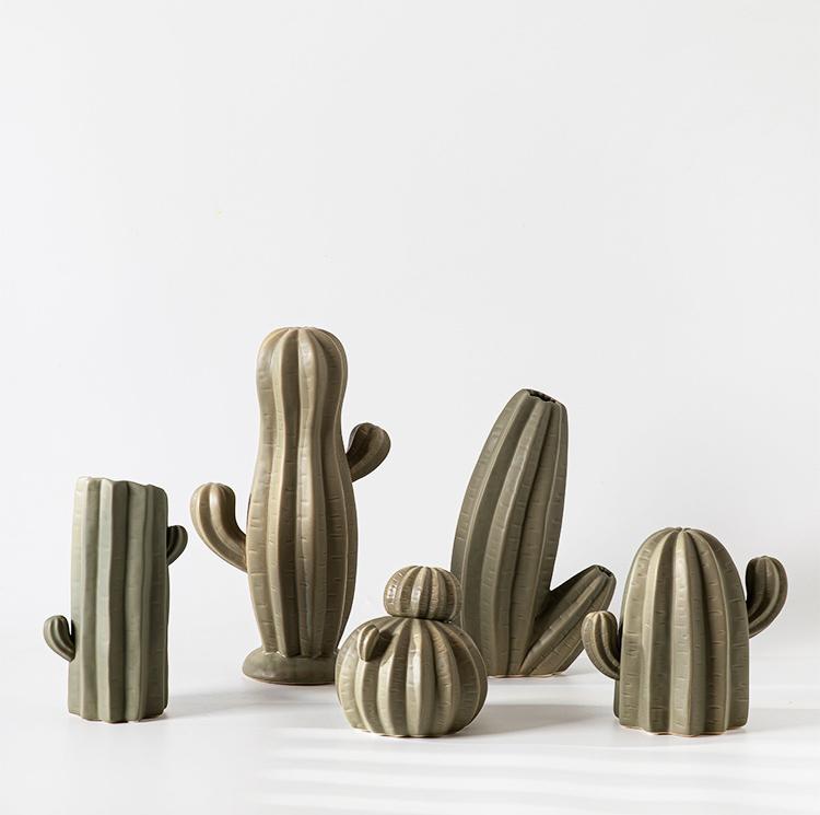 Green Cactus Creative Ceramic Vase