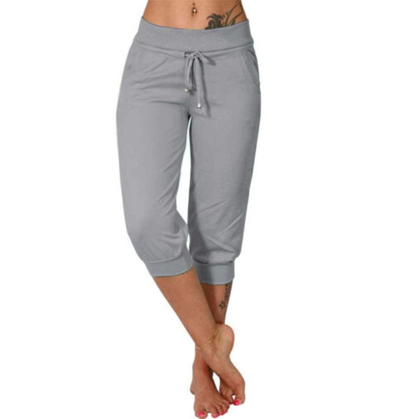 🔥Drawstring Waist Cropped Sweatpants for Lounging