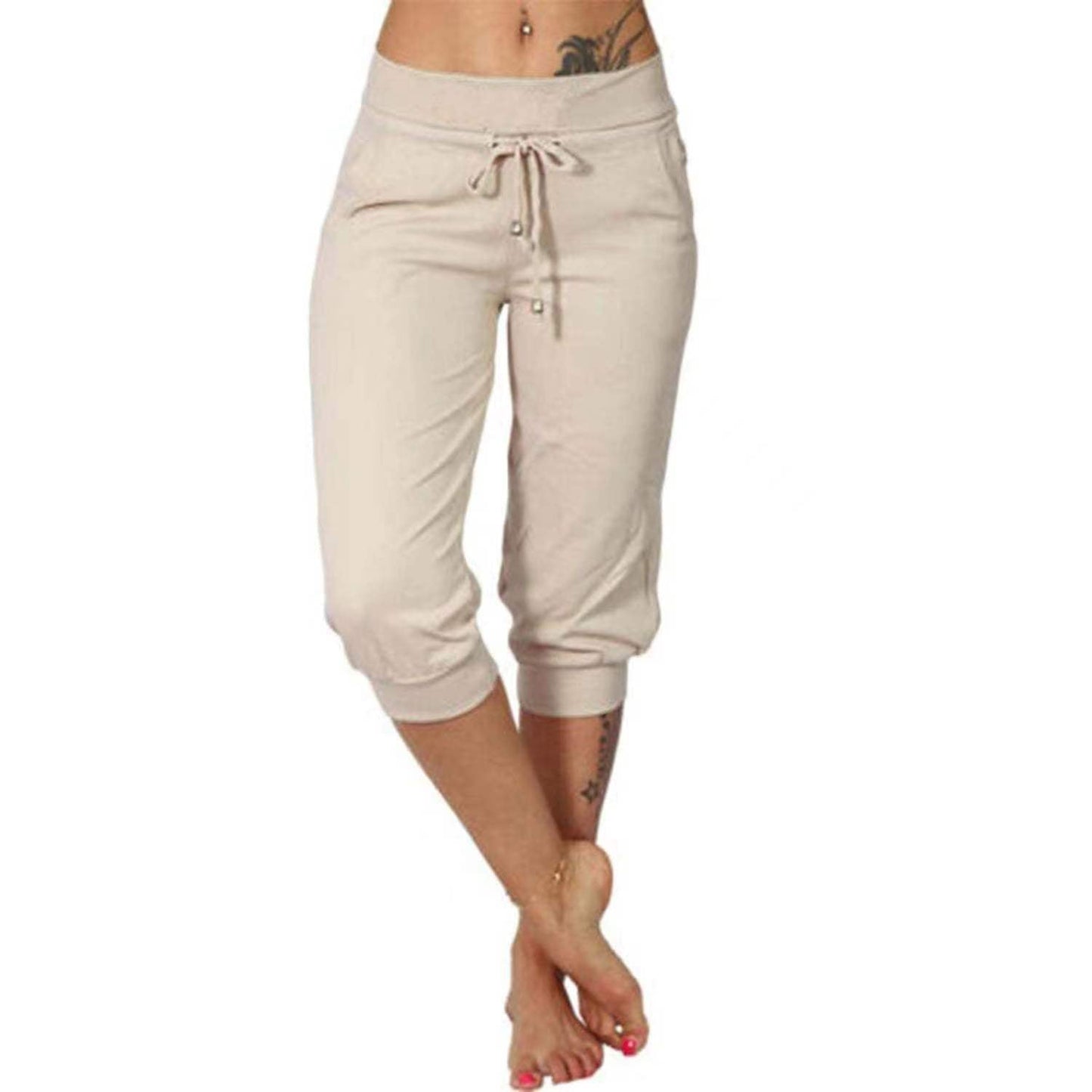 🔥Drawstring Waist Cropped Sweatpants for Lounging