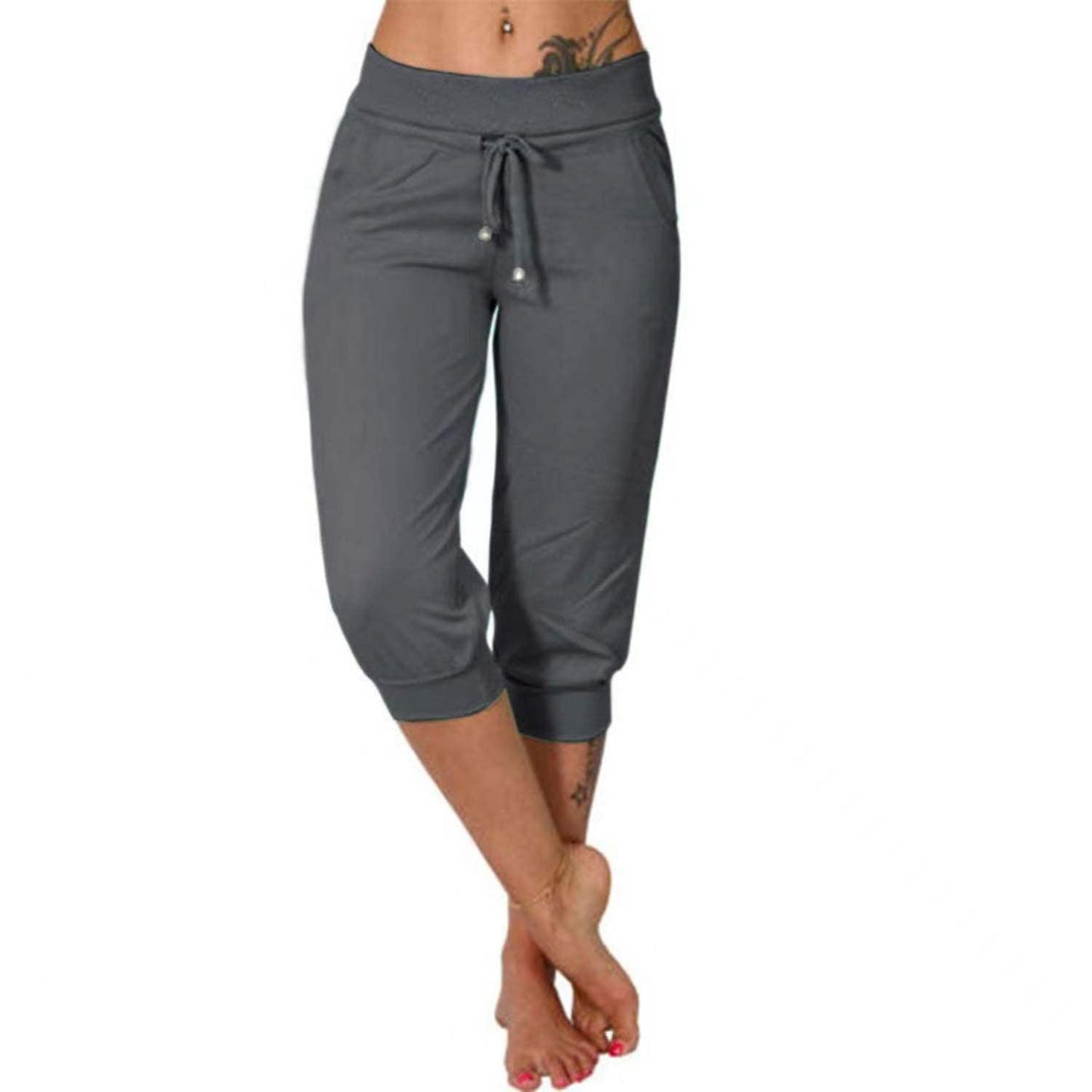🔥Drawstring Waist Cropped Sweatpants for Lounging