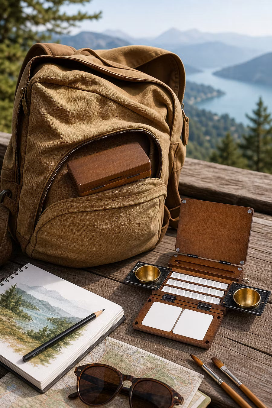Portable 24-Well Watercolor Palette Set